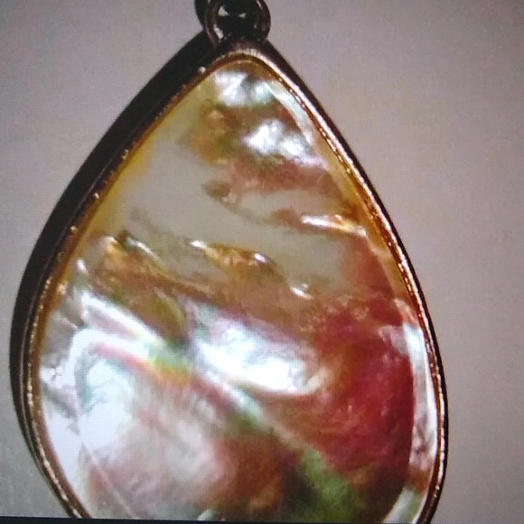 mother of pearl * pearlescent choker/necklace on leather * adjustable - Picture 8 of 12